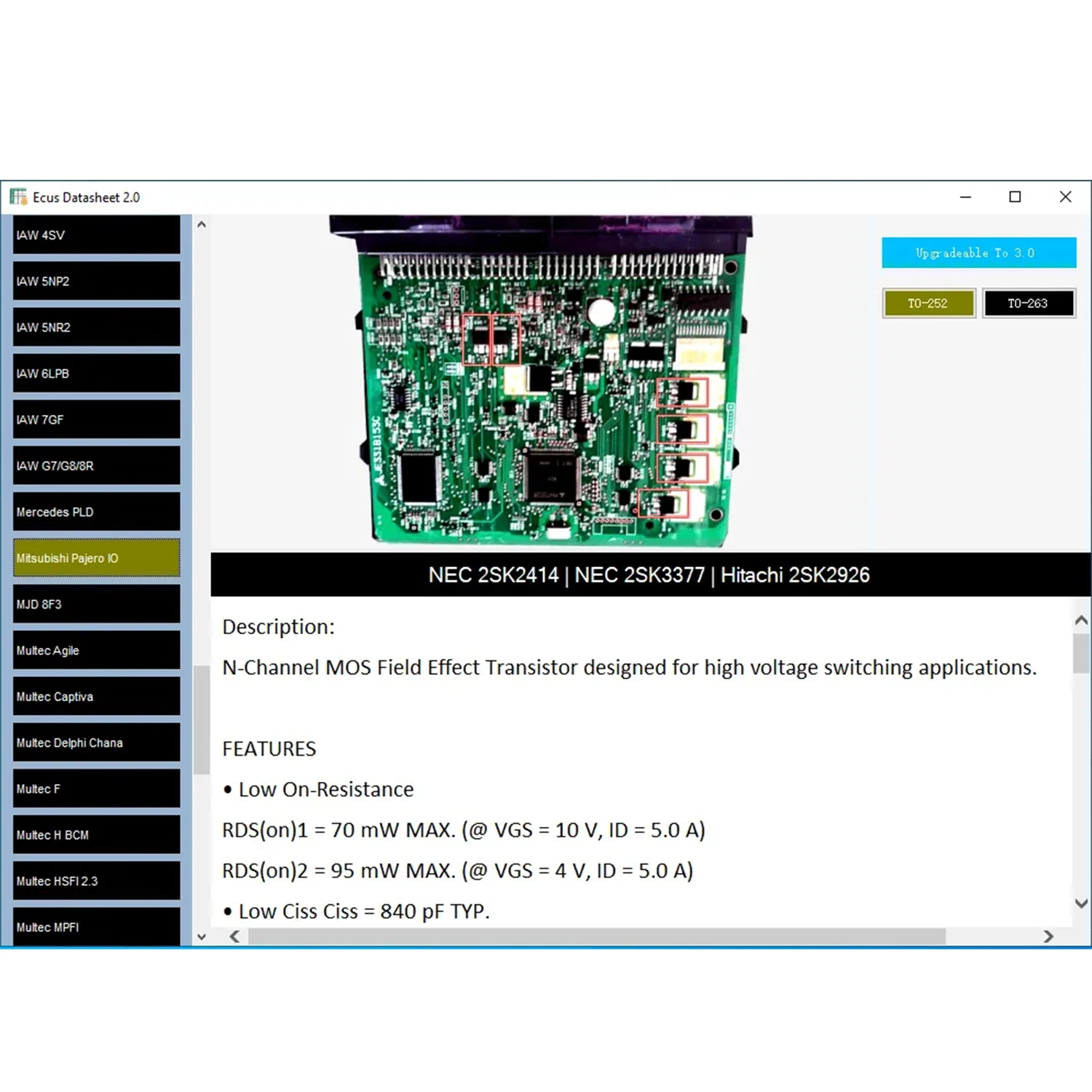 Ecus Datasheet 2.0 Software ECU Repair Software PCB Schematics with Electronic Components of Car ECUs and Additional Information