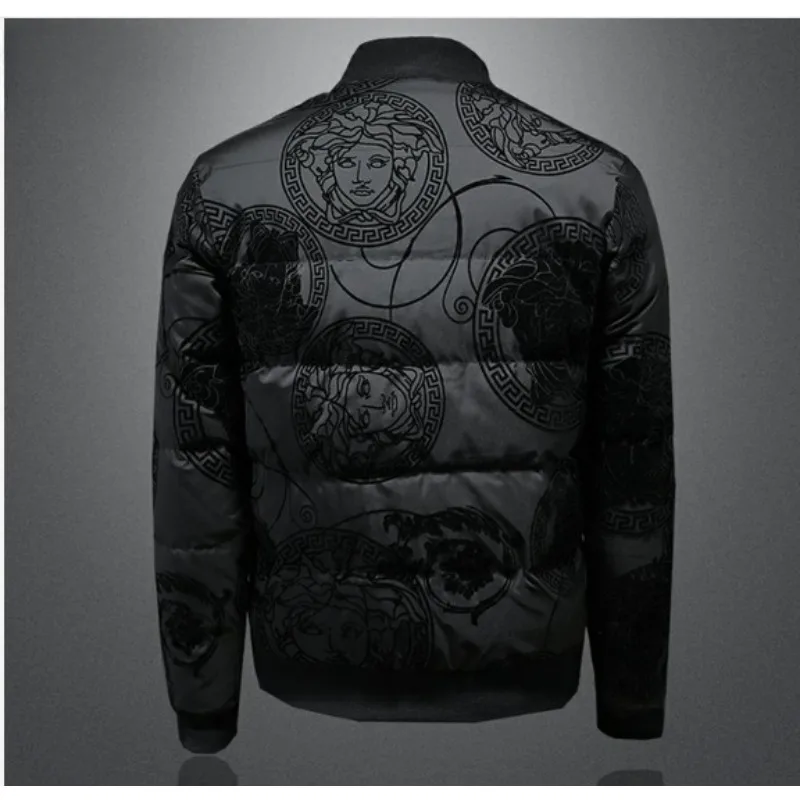 New Men Winter Coat Short Slim Glossy Parkas  White Duck Down Jacket Thicken Warm Youth Outwear Handsome Trend Overcoat