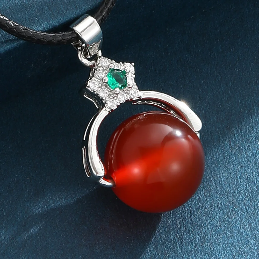 Corda di cera, corda di cuoio nera, corda per collana, ciondolo zircone, corda pendente, corda pendente in giada, corda pendente