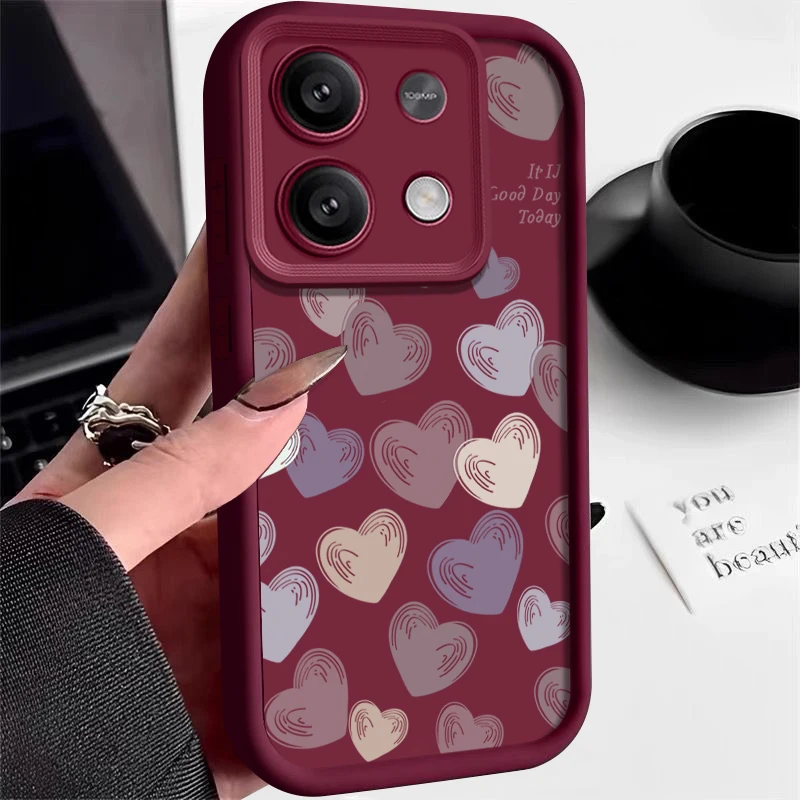 Luxury Candy Color Love Hearts Case For Xiaomi Redmi Note 13 12 11 Pro 5G 10 11s Poco F6 X6 X5 M6 11T 13T Pro Silicone Cover