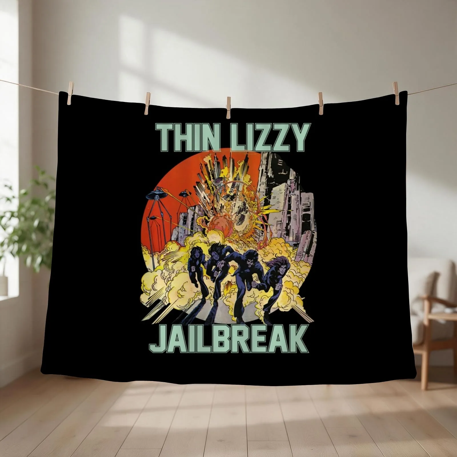 Thin Lizzy Jailbreak Explosion Vintage Gift For Fans, Gift For Men and Women, Gift Halloween Day, Thanksgivin Throw Blanket