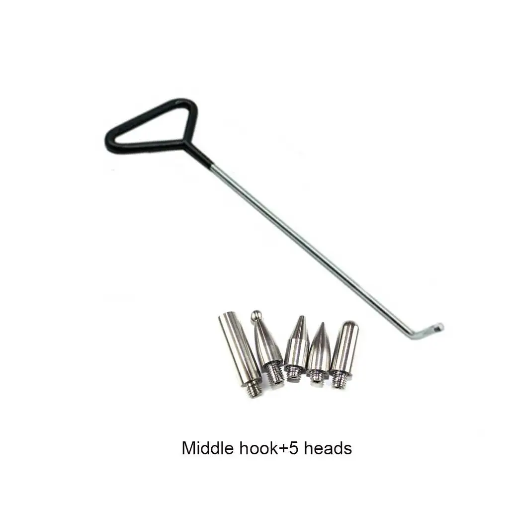 

Car Dent Repair Hail Remover Hooks Push Rods Paintless Dings Removal Tools with 5 Tap Heads Vehicle Fitting Crowbar Kit for