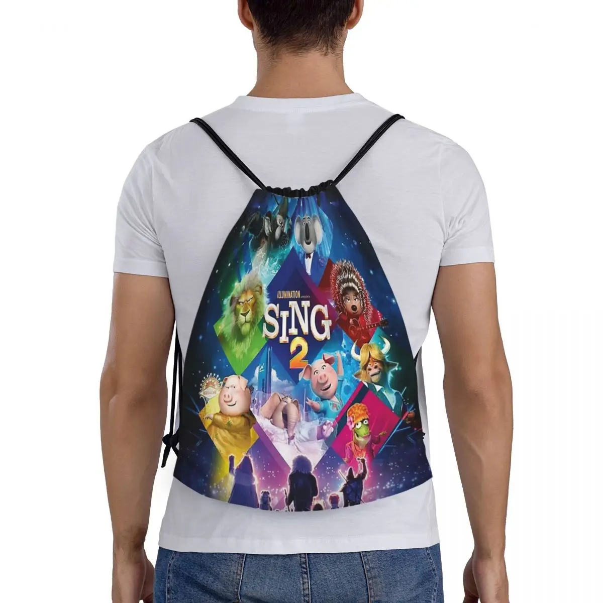 

Рюкзаки Movie Sing 2, многофункциональные сумки на шнурке, спортивные сумки, сумки для книг для мужчин и женщин, школьные сумки