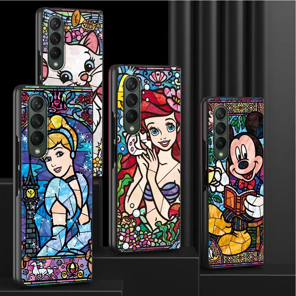 Case For Samsung Galaxy Z Fold 3 4 5 5G Funda Capa Hard PC Mobile Phone Housing Z Fold 3 Luxury Coque Mosaic Disney Stitch