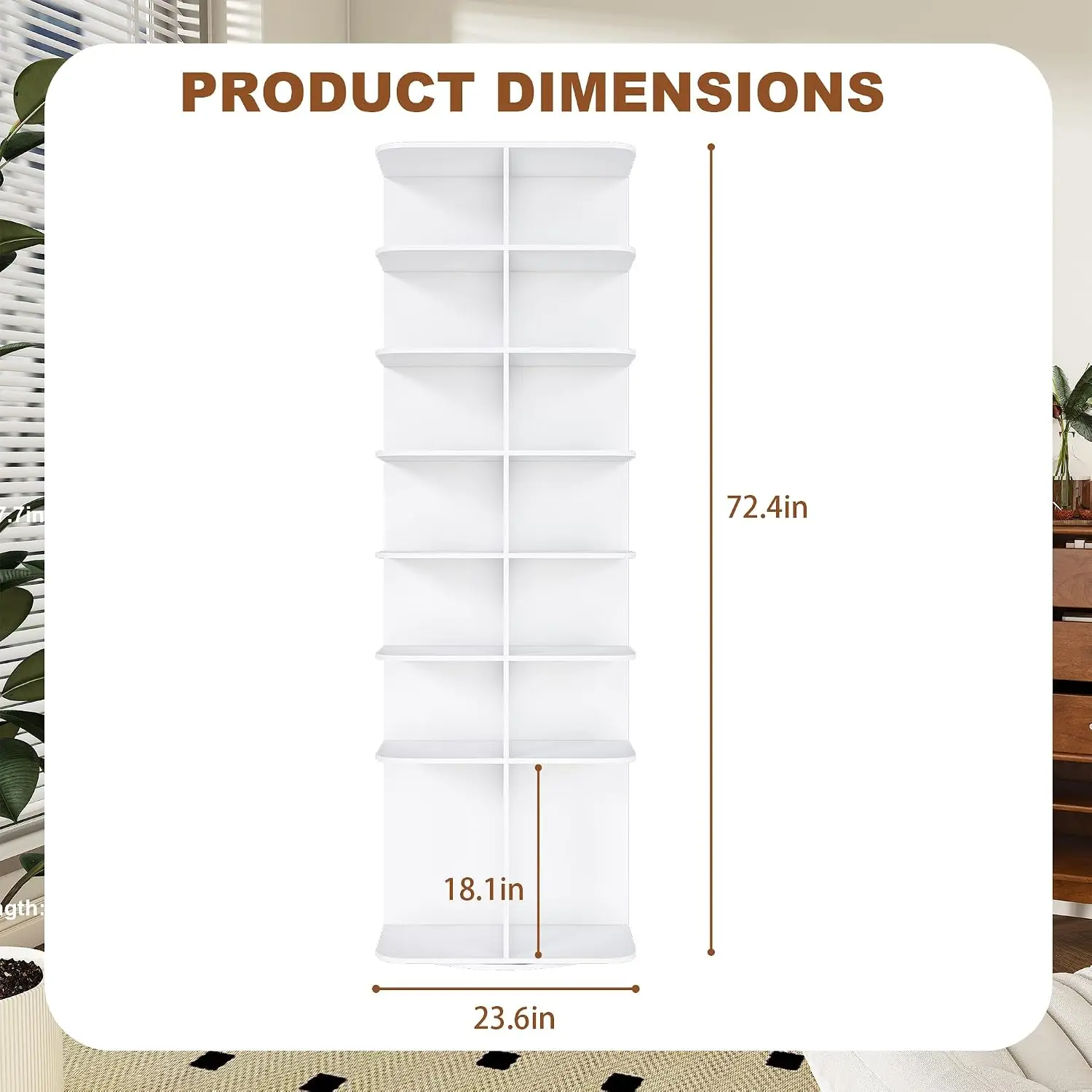 Rotating Shoe Rack Tower 360° Revolving Free Standing Organizer High Bottom 7-Tier Storage, Customized