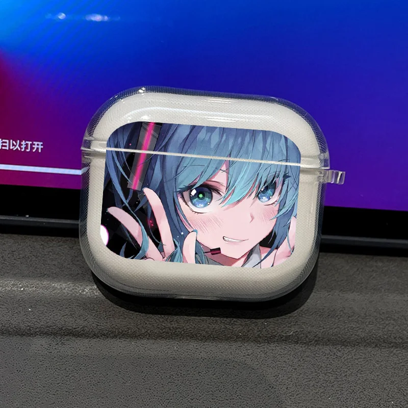 Anime Cartoon Cute Girl Ponytail M-Miku TPU Case for Airpods Pro 2 1 3  Soft Cover Bluetooth Earphone Cases Transparent