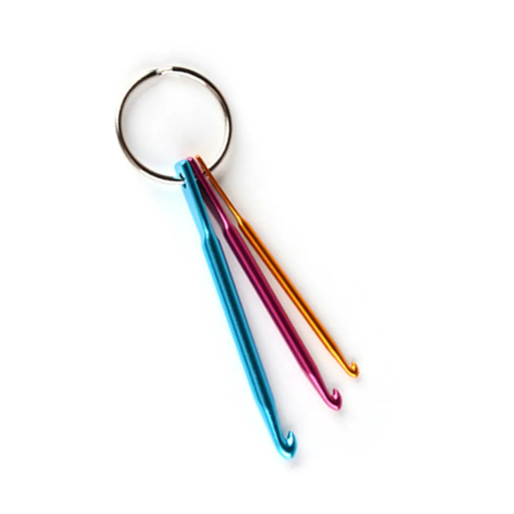 3 Pcs Crochet Supplies Aluminum Hooks Needles Keychain Straight Knitting Tricolor