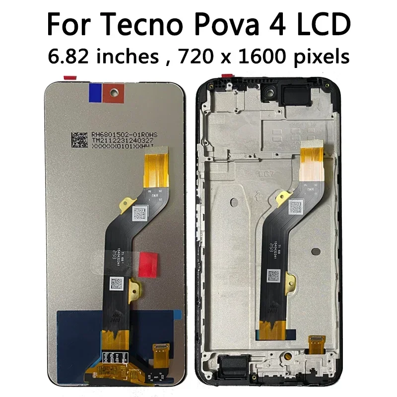 6.82“AAA+ Quality For Tecno Pova 4 LCD Display Touch Screen Digitizer Assembly For Tecno Pova4 LG7n Display Replacement