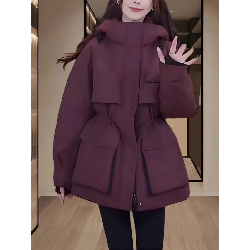 

Fashionable Women's Parka Coat Spring Autumn New Small Size Windproof Hooded Jaet Korean Zipper TT123