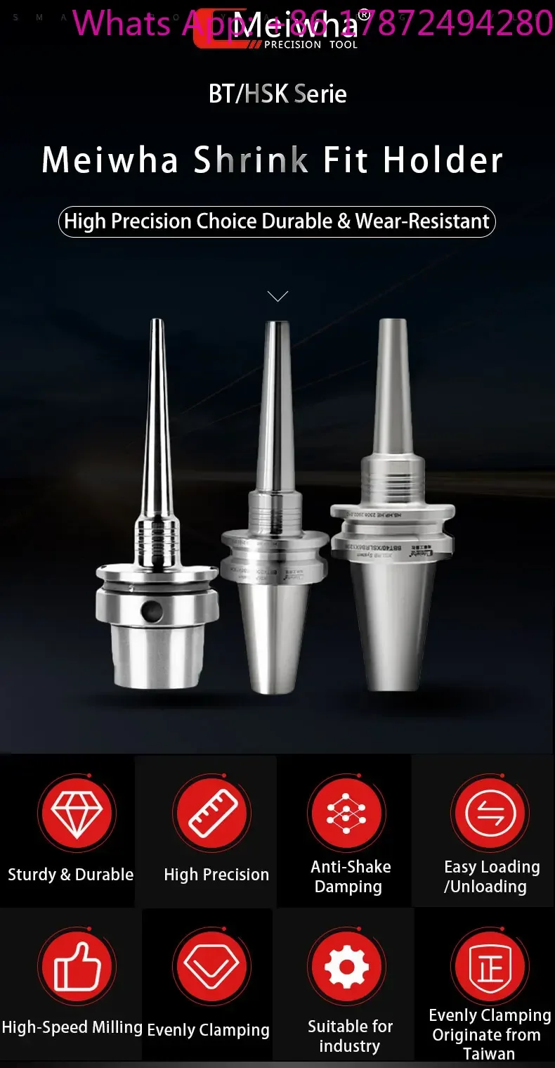 CNC Machine Tool Holder With BT50 BT40 SLSB16 Shrink Fit Steel Material 25000rpm Balance G2.5 For Milling Cutter Application
