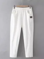 Slimming Straight Leg Cotton Linen Harem Pants Women's High Waist Summer Casual Trousers Pure Color Versatile Loose Fit Thin - Image 2