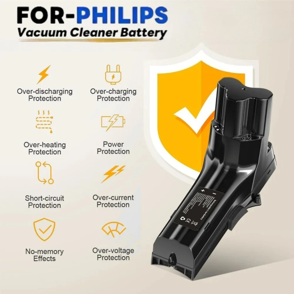 For Philips SpeedPro Max Aqua Stick XC8147 FC6822 FC6908 25.2V 6800mAh Rechargeable Replacement Battery.