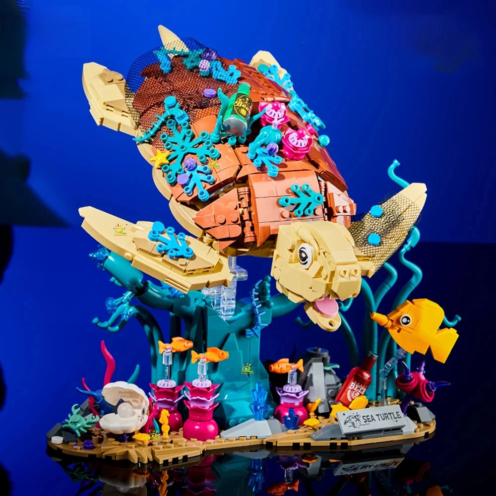 

MOC морская черепаха, модель фильма, строительный блок, серия животных, кирпич, строительный стол, украшение дома, образование, игрушки «сделай сам», подарки для детей