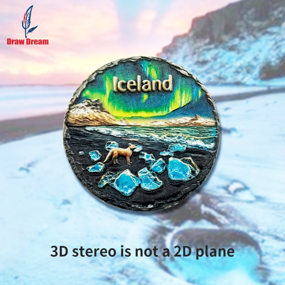 1Pc Iceland Aurora Visual Feast Creative 3D Refrigerator Magnet World Travel Souvenir Collection Suitable for Home and Office Decoration, Personalized Exclusive Travel Souvenir Magnetic Refrigerator Magnet, Home Decoration, Kitchen, Room, Office, Cabinet Crafts, Gifts, Holiday Souvenirs, Exquisite Small Gifts