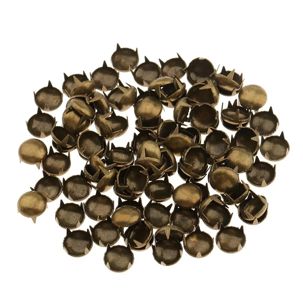 Cobre Cone Redondo Rivet Spike Studs, DIY Hat Bag e Jeans Decor, 8mm, 100Pcs