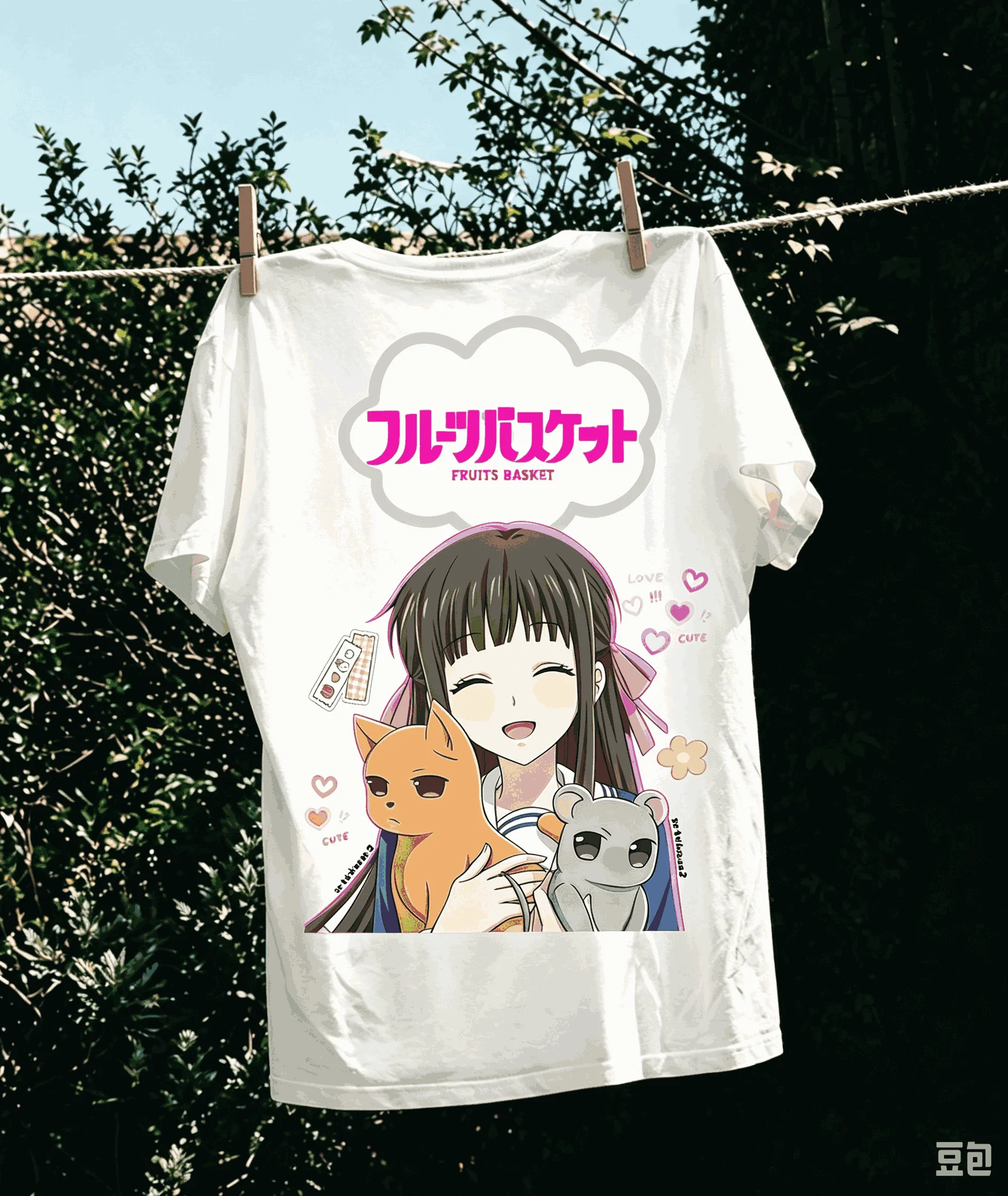Fruits Basket Anime Tohru Honda Graphic T‑shirt Men Casual Short Sleeve Tee Harajuku Manga Pattern Streetwear Fashion Loose Tops