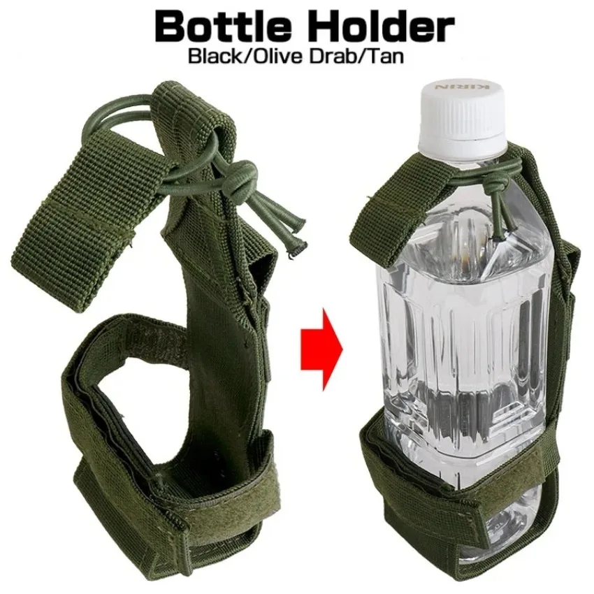 Durable Nylon Water Bottle Carrier Pouch - Molle Belt Bag for Hunting Accessories, Outdoor Camping, Travel and Riding