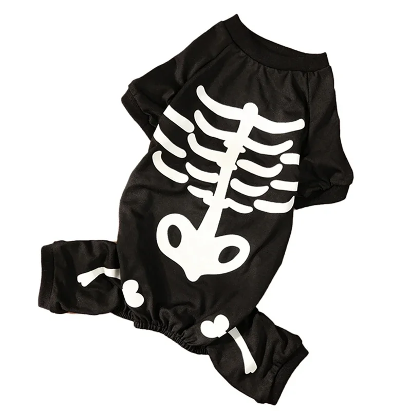 Halloween Dog Skeleton Costumes Cosplay Party Jumpsuit Pet Clothes 4Leg Sweatshirt For Small Medium Dogs French Bulldog Dress Up