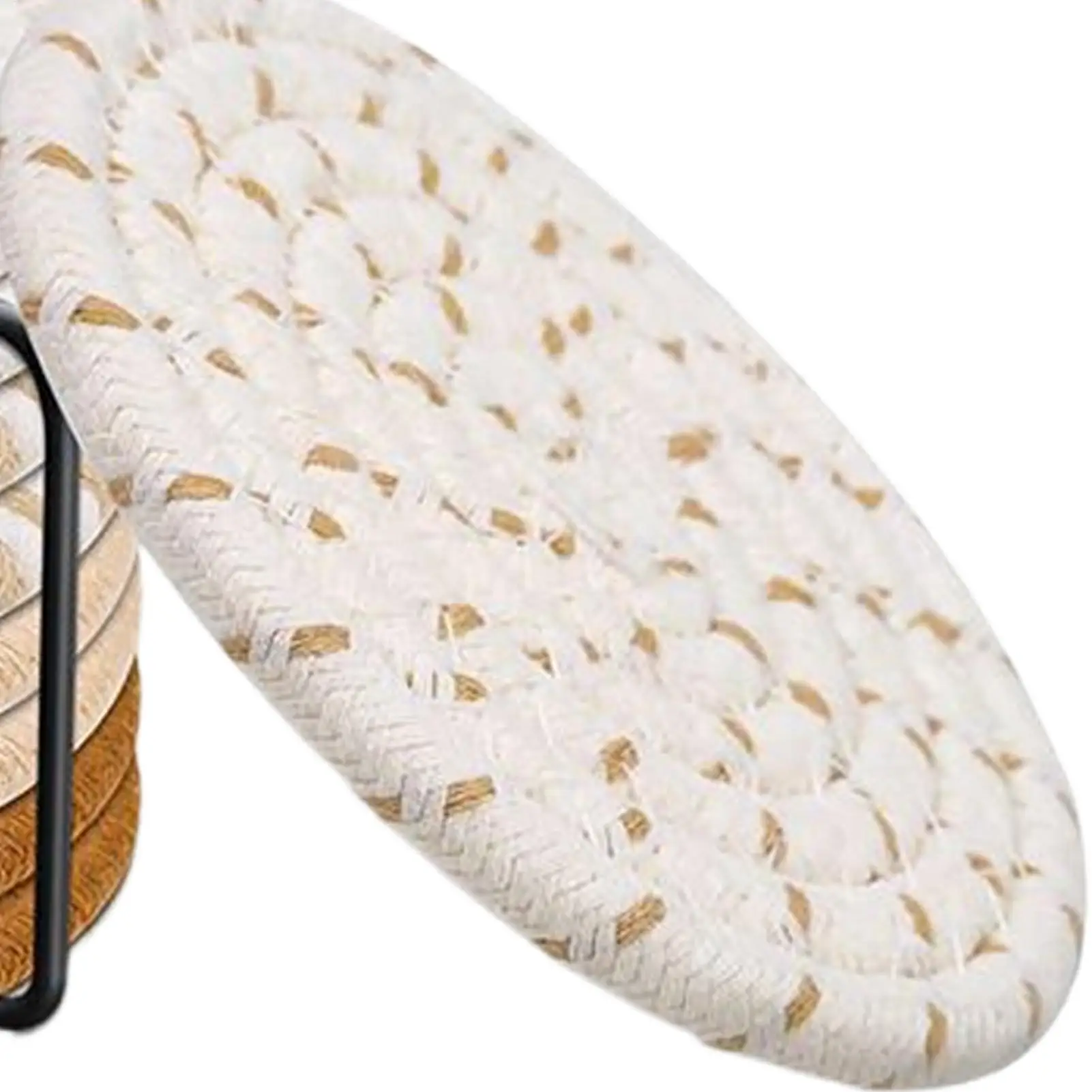 

Absorbent Coasters 8 Pieces Absorbent Cup Mat With Holder 4.3 Inch Heat-Resistant Cotton Rope Desk Coaster For Table Home Coffee