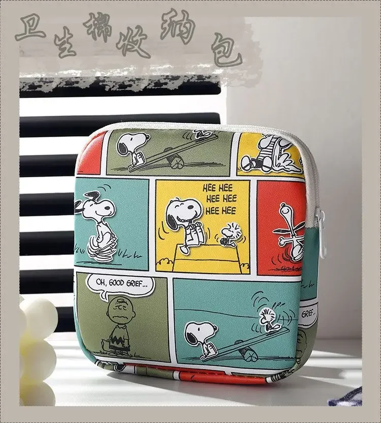 Snoopy Cartoon Women Tampon Storage Bag Sanitary Pad Pouch Napkin Cosmetic Bags Female Makeup Bag Girls Tampon Holder Organizer