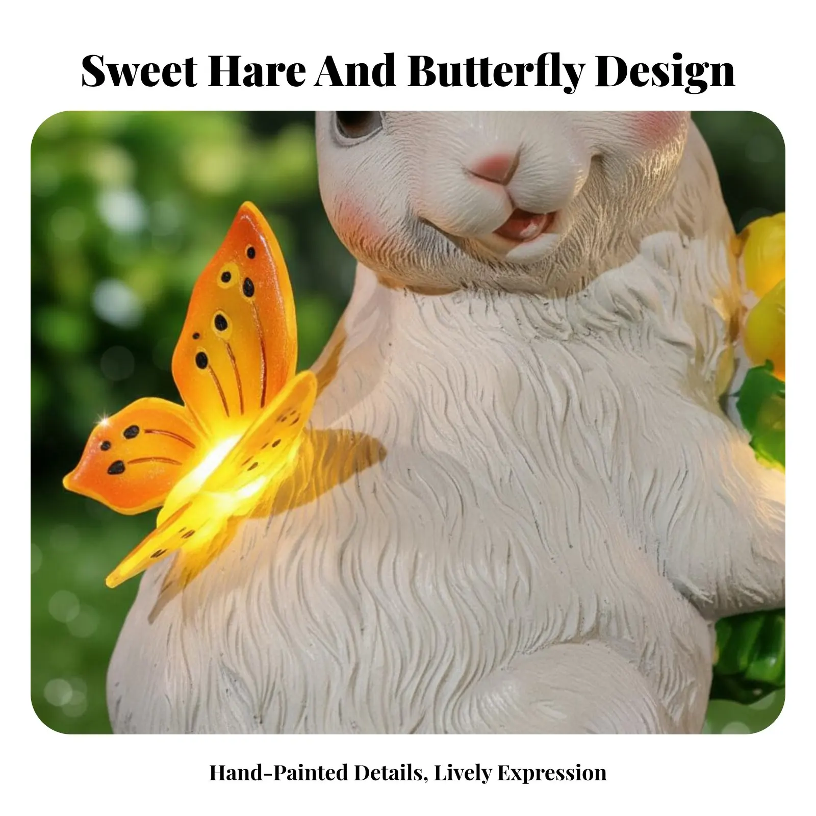 

Solar Hare Statue No Wiring Required Hare Garden Lamp Outdoor Decoration Playful Design Lawn Decoration Hand-Painted