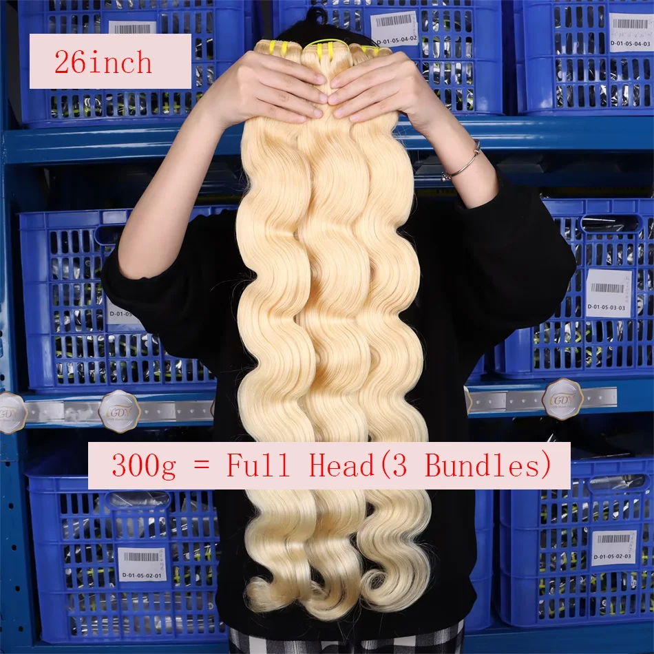 SWANEE-Extensions de cheveux Body Wave, Tissage en lot, Cheveux humains bouclés, Platinum Blonde, Vietnamien, 10-30 Amaran 12A, 613 Blonde