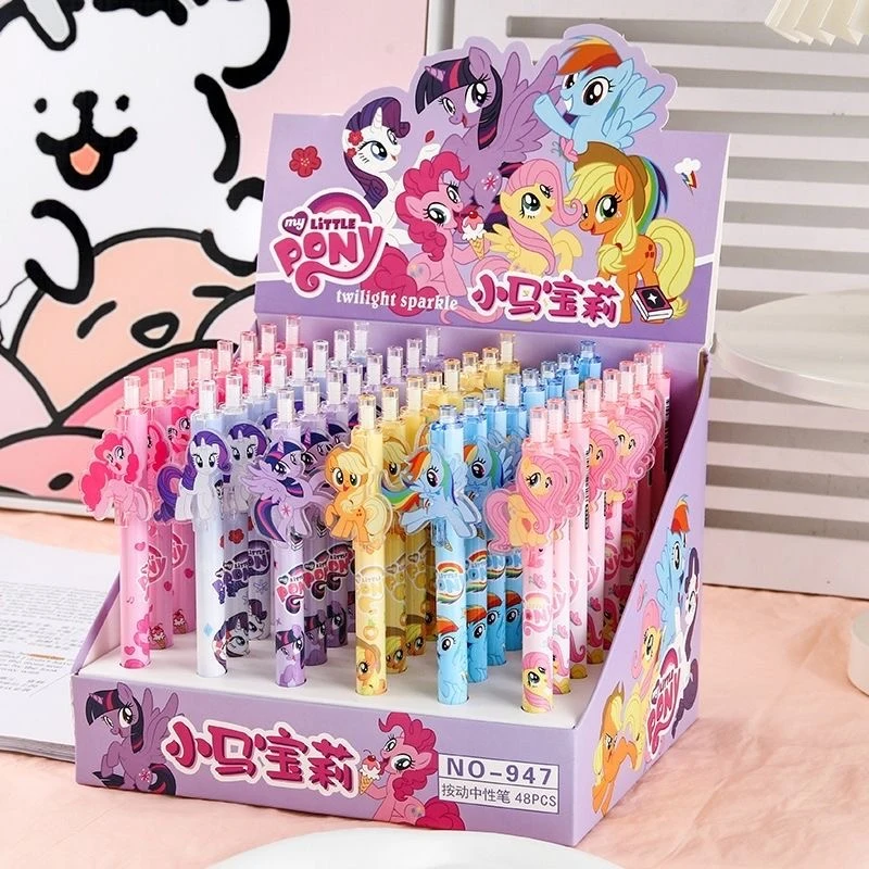 Pony Polly 48pcs Gel Pen Cartoon  Kapibara Cute Children Writing Tools 0.5mm Black Student Stationery  Ball Pen Birthday Gifts