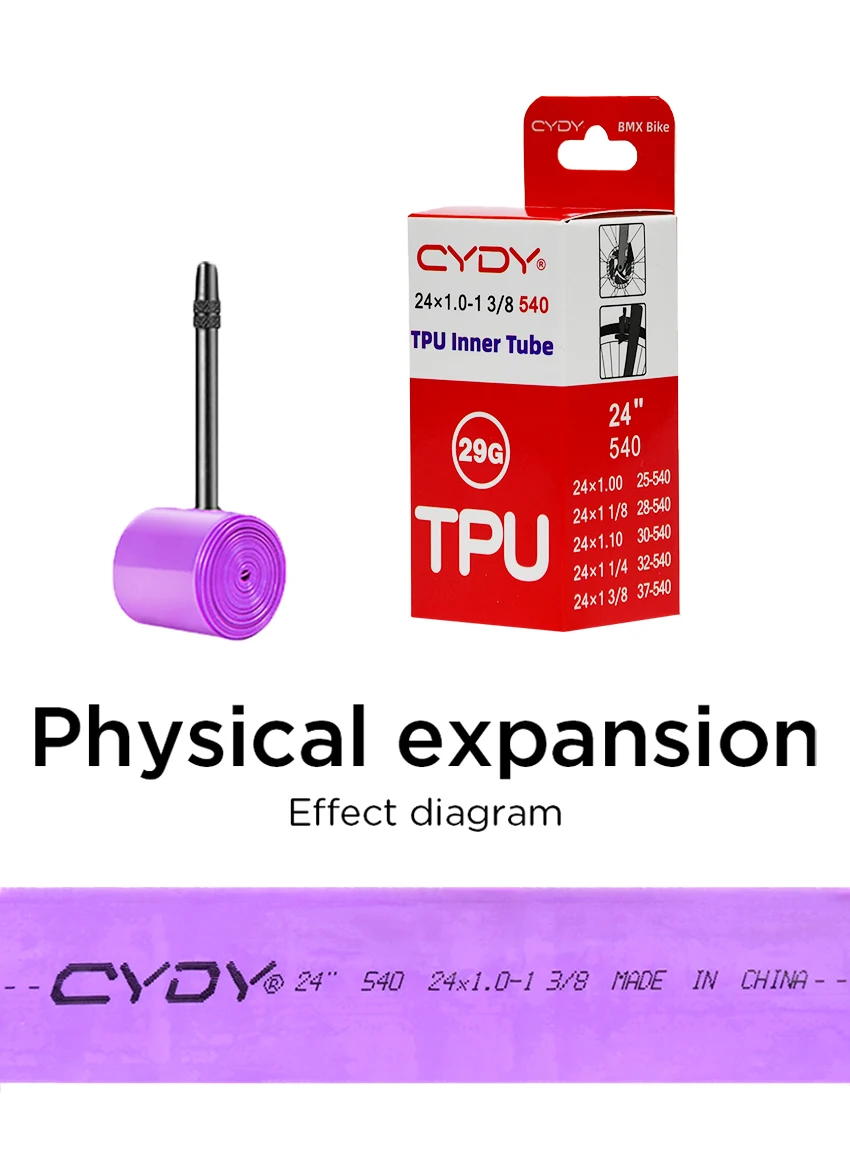 CYDY Bike TPU-Innenschlauchkamera, 24 Zoll, 540, 24 x 1,0, 1 1/8, 1,1, 1 1/4, 1 3/8 Zoll, Presta-Ventil, BMX-Fahrradreifen, Pneu-Fahrradreifen, 29G – Detail 10