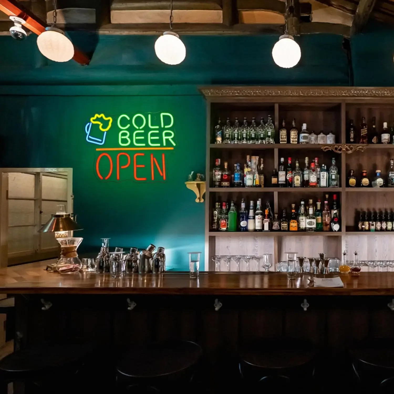 Cold Beer Open Neon Sign for Wall Decor Cold Beer Signs Led Neon Lights for Man Cave Store Bar Party Bistro Decoration