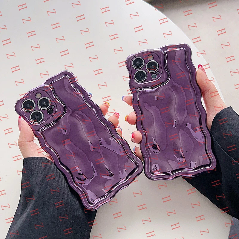 P+ Plating Wrinkle Wavy Curly Edge Phone Case For iPhone 15 14 13 12 Pro Max Cover