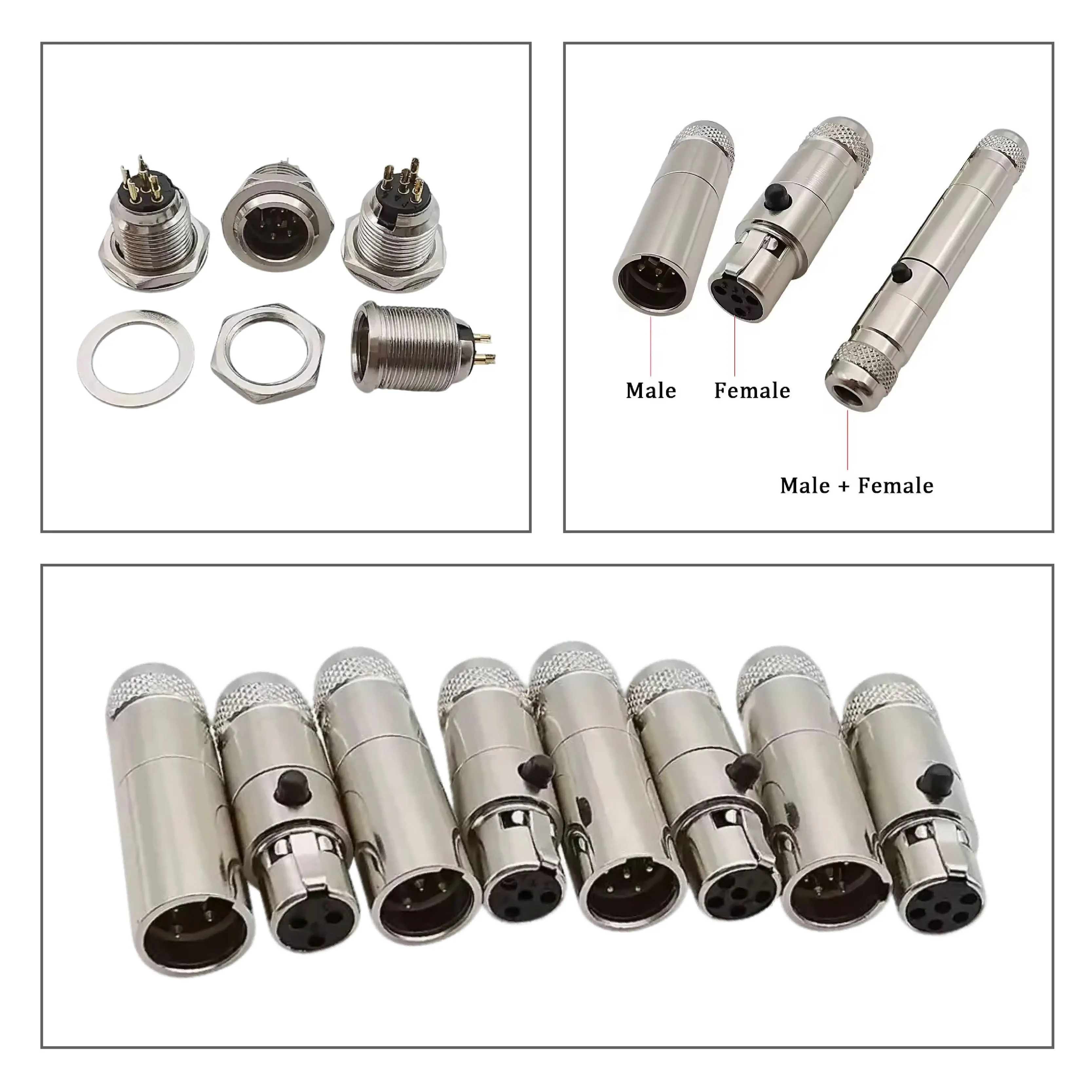 

Мини XLR 3/4/5/6-контактный разъем «папа-мама» для крепления на панели, небольшой разъем для микрофона, микрофона, аудиоадаптера