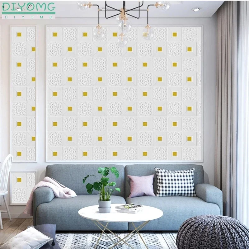 1-10Pcs 70cmx1m 3D Ceiling High Quality Wall Sticker Self-adhesive Foam Panel Wallpaper Bed Room Home Decoration Waterproof