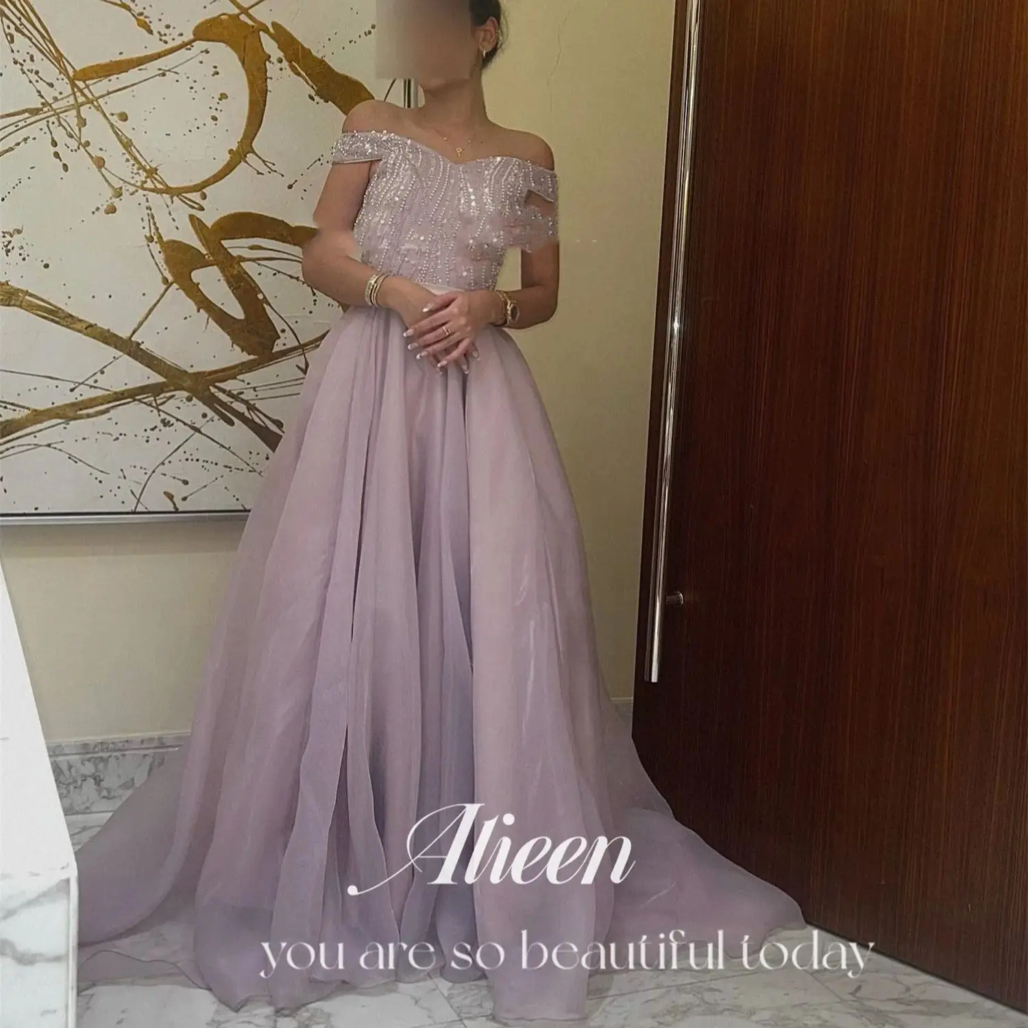 

Aileen A-line Purple Beads Elegant Womens Party Dresses Prom Dress Woman Evening Wedding Sharon Happy Graduation 2024 Luxury