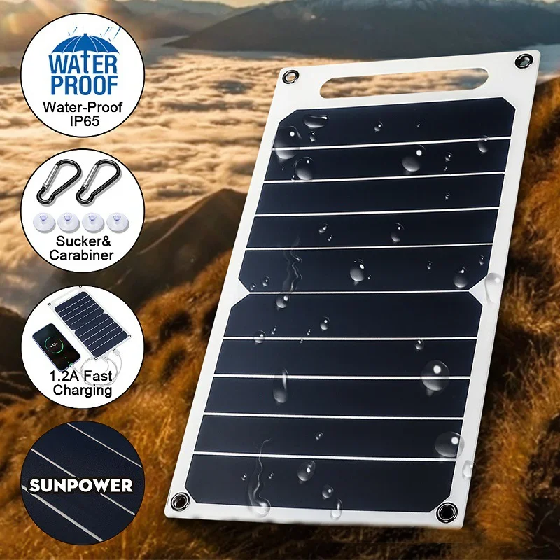 Tragbares 30-W-Solarpanel, wasserdichtes Solar-Ladepanel für den Außenbereich, USB Typ C, für Camping, Wandern, Telefon, Powerbank-Versorgung