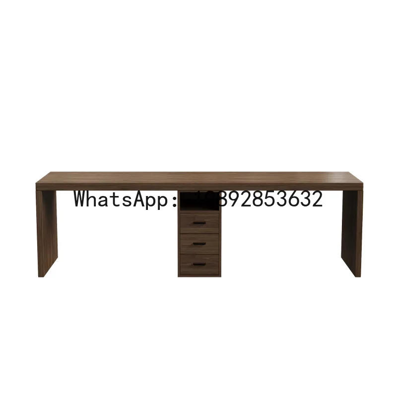 

PYJ Solid Wood Double Computer Desk Bedroom Children's Study Table Desk Student Home Back Long Table
