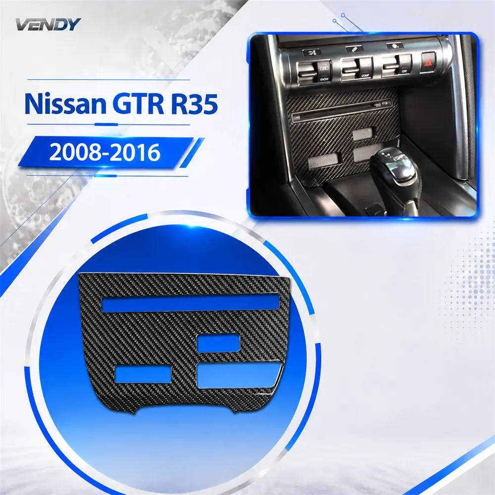 Real Carbon Fiber For Nissan GTR R35 2008-2016 Center Console CD Panel Player Console Interior Cover Modified Parts Accessories