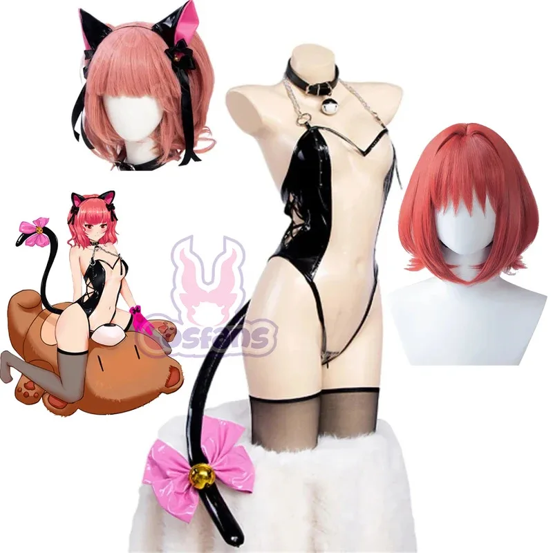 

Lili 123Tokyo клубничный прозрачный костюм Mew, перчатки с ушками для женщин и девочек, комбинезоны из искусственной кожи, сексуальный косплей