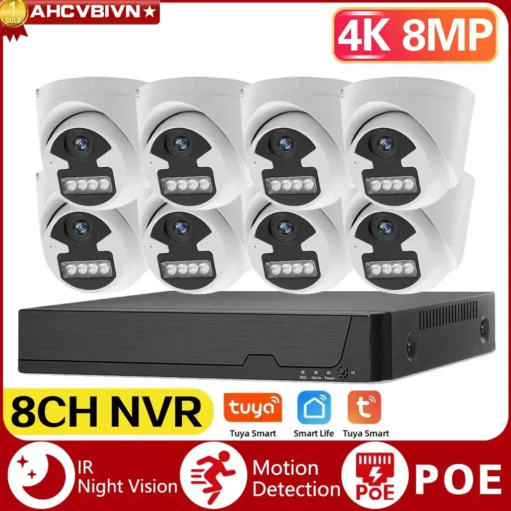 

Smart Life 4K POE Dome Security Camera System Set 8CH 4K NVR Kit Indoor Human Detection CCTV IP Camera Video Surveillance System