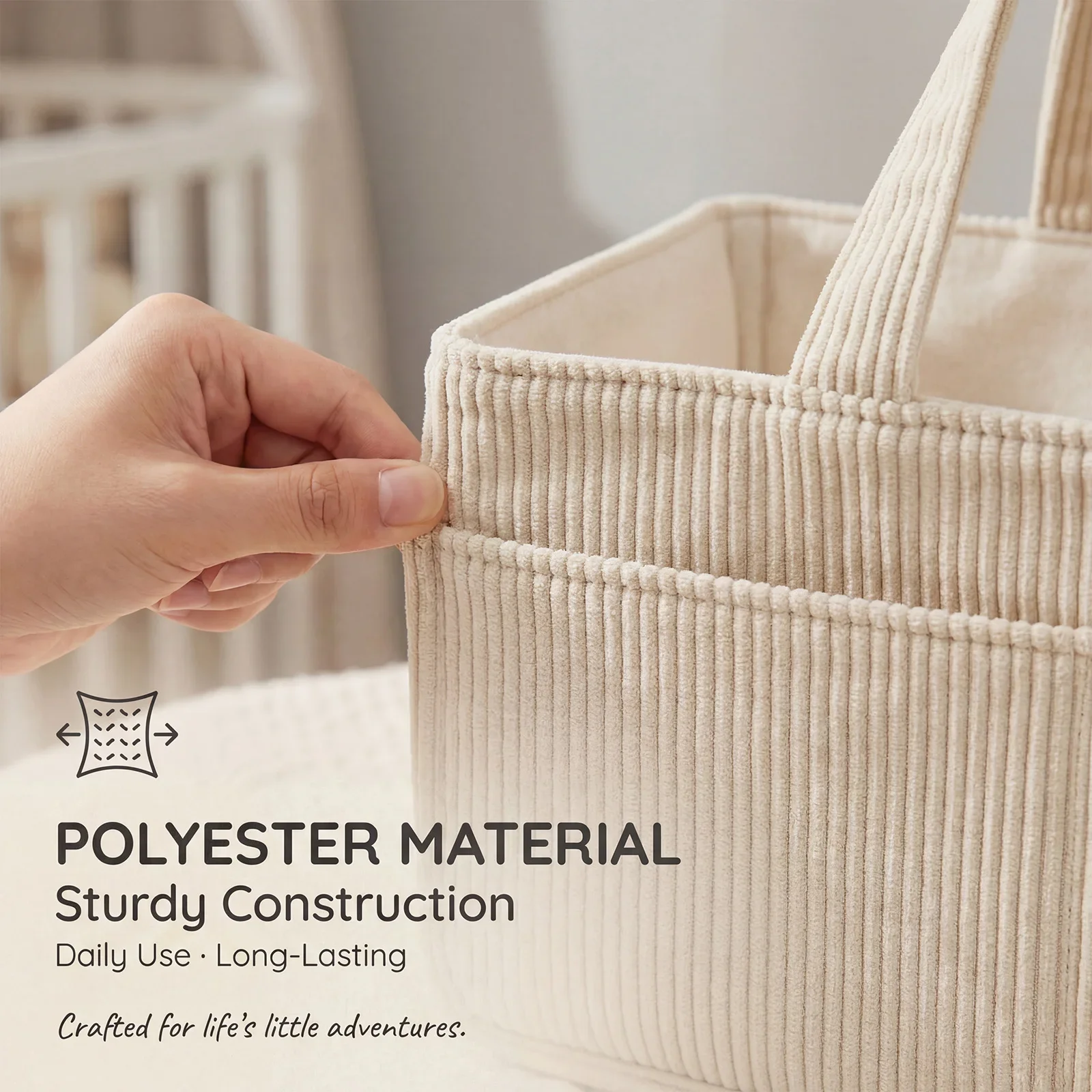 2Pcs Baby Diaper Caddy Organizer Corduroy Diaper Storage Basket with Handle Multifunctional Baby Products Organizer Basket