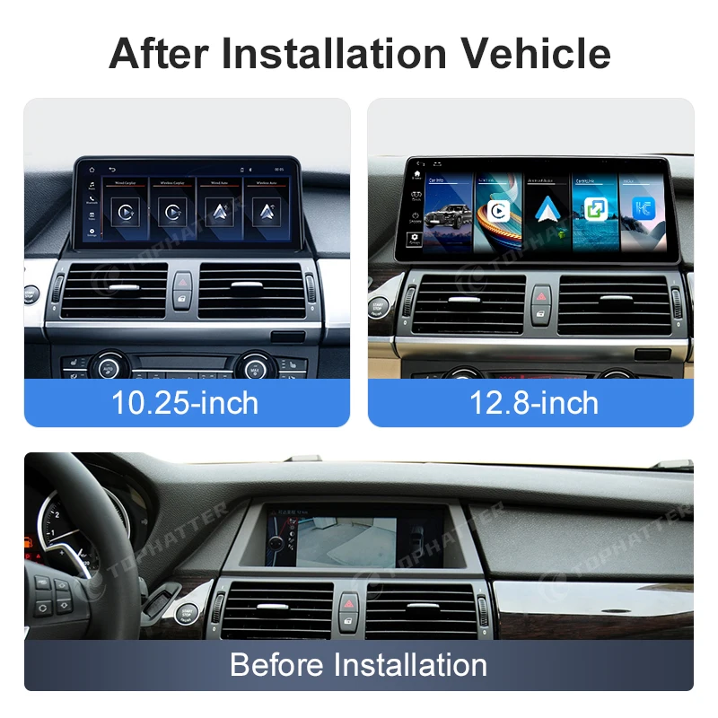 Tela de navegação para carro, para bmw x5 x6 e70 e71 2007-2012 12.8 "/10.25" 2k hd touchscreen rádios de coche bluetooth