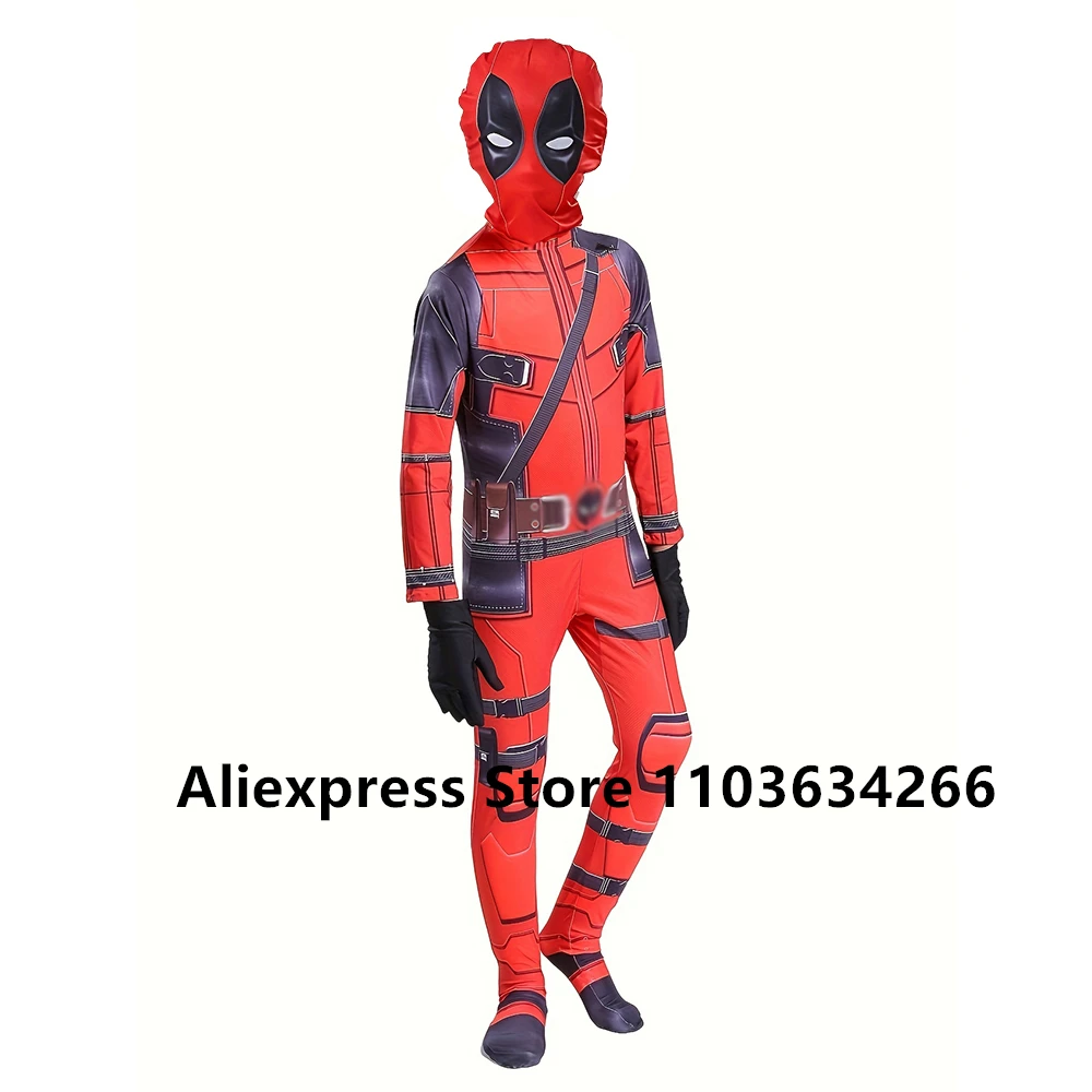 Superhero Deadpool เครื่องแต่งกายเด็ก Carnival COSPLAY Jumpsuit เด็กแฟนตาซีตัวละครภาพยนตร์หน้ากาก Tights บอดี้สูท Zentai