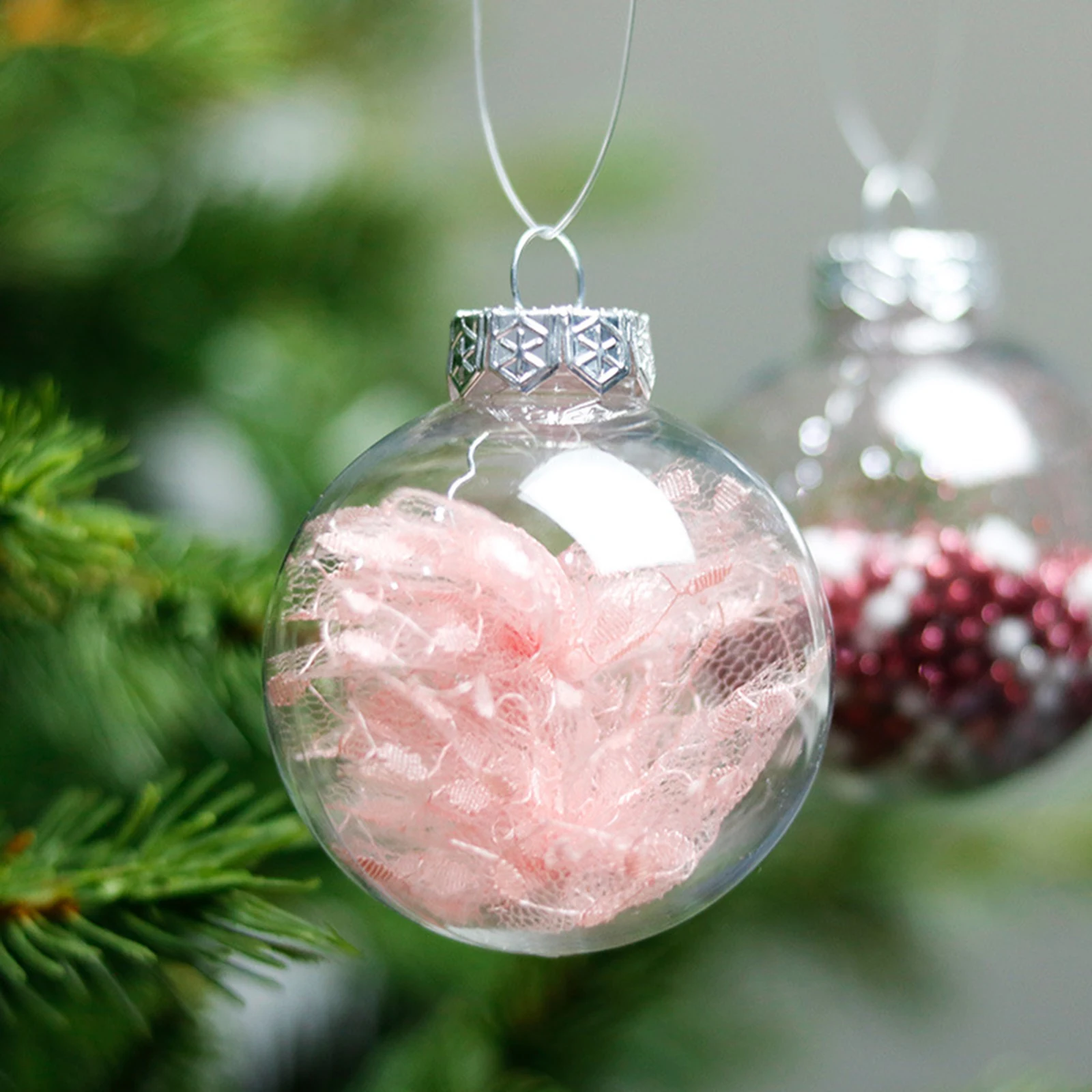 

6cm 24 Painted Transparent Christmas Balls Pendants Set Xmas Tree Hanging Ornament New Year Navidad Festival Supplies Decoration