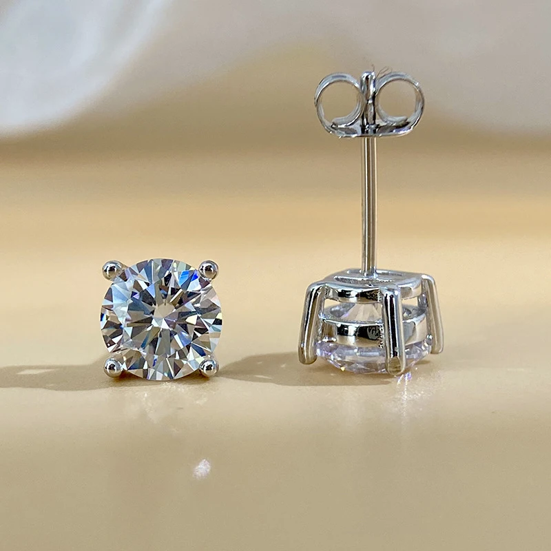 3-8 ミリメートル 1 ペアラウンドダイヤモンドイヤリングシルバーファッションカジュアル男性女性シンプルな耳のスタッドパーティー宝石ギフト
