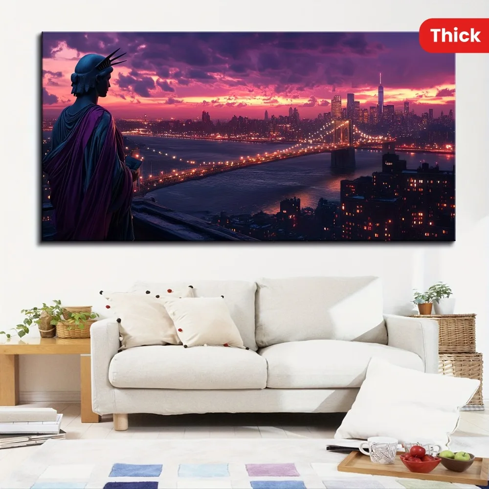 

Каркас из массива сосны толщиной 1,5 дюйма, Brooklyn Bridge и статуя Свободы, печать на ткани и настенное искусство