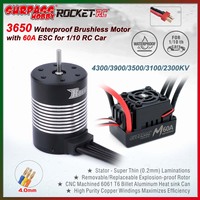 Surpass Hobby Rocket 3650 Combo 4300/3900/3500/3100/2300KV Waterproof Brushless Motor M 60A ESC for 1/10 RC Car Boat Wltoys Part
