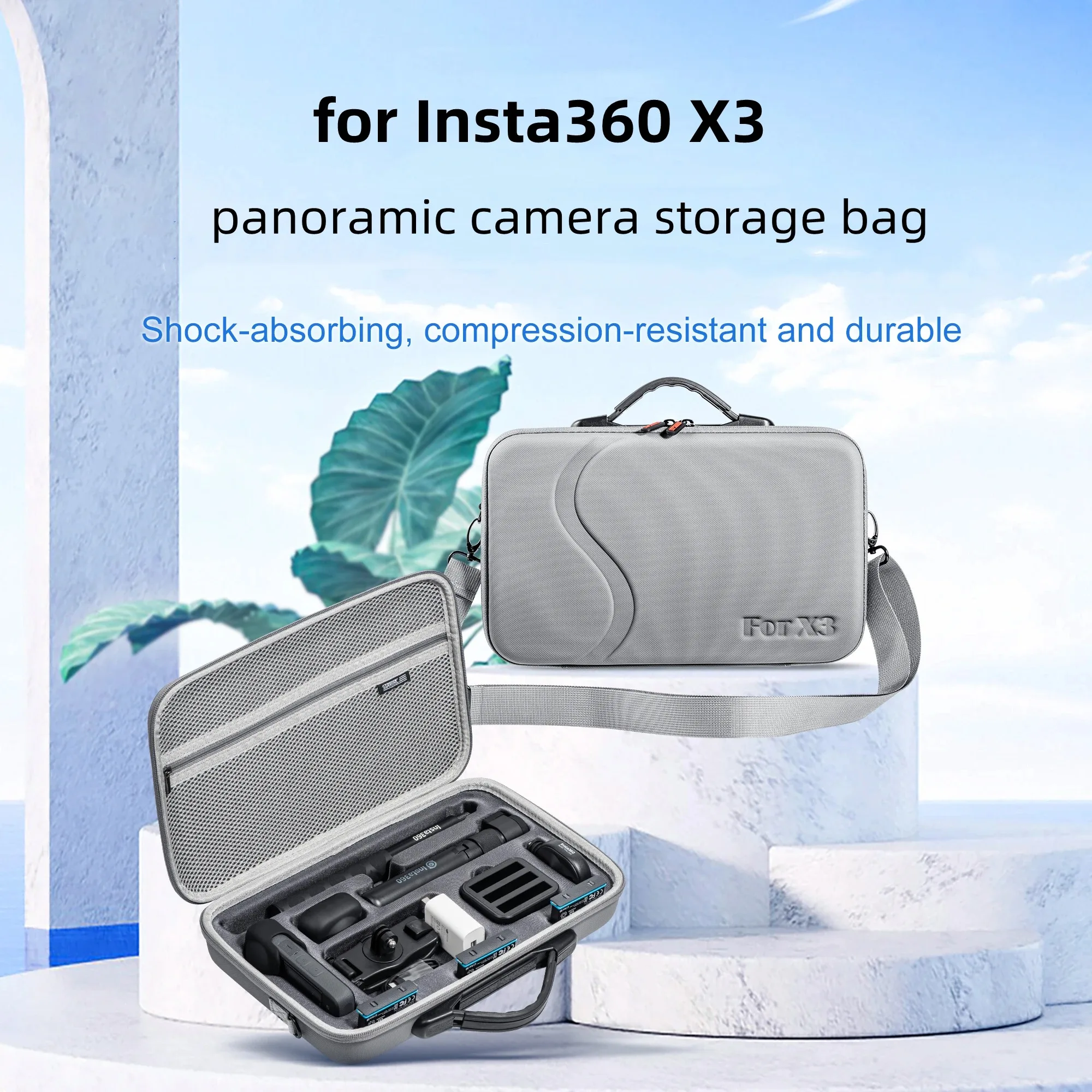 

STARTRC For Insta360 X3 Accessories Storage PU Waterproof Carrying Case Portable Shoulder Bag Outdoor Travel Handbag