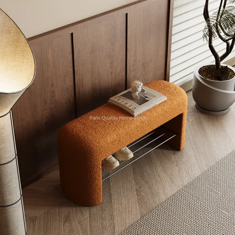 Enter The Door To Change Shoes Stool Can Sit Shoe Rack Lamb Velvet Living Room Home Bedroom Sofa Long Bed End Stool