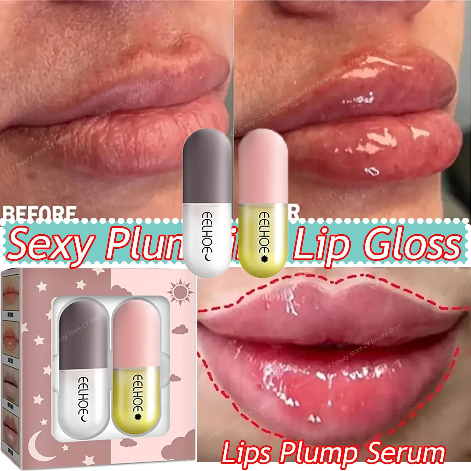 Lip Plump Serum Increase Lips Elasticity Instant Volumising Essential Oil Fade Fine Line Repair Nourishing Sexy Beauty Lip Care