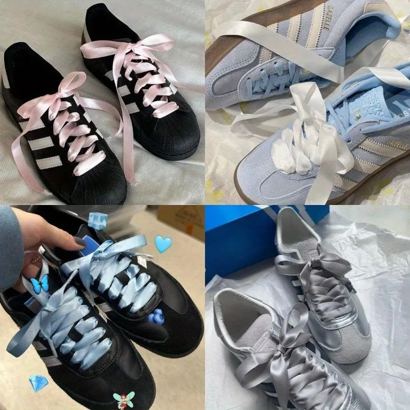 1Pair DIY Ribbon Laces Satin Glossy Ballet Style Silk Laces for Shoes