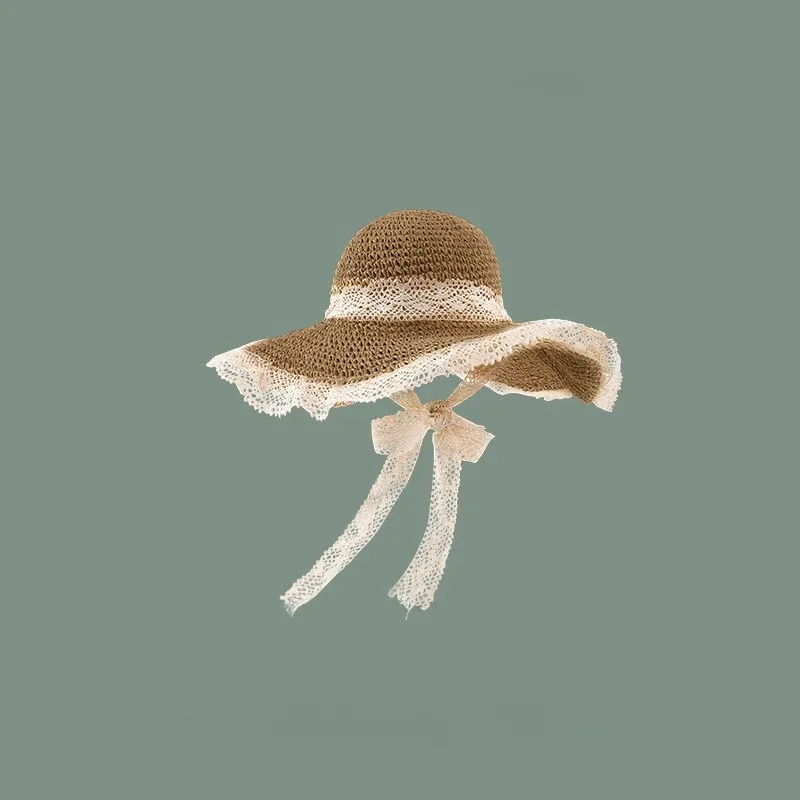 New women's sun hat Wide along the beach hat Women's summer straw hat folding sun hat head Women's beach UV protection hat image 5